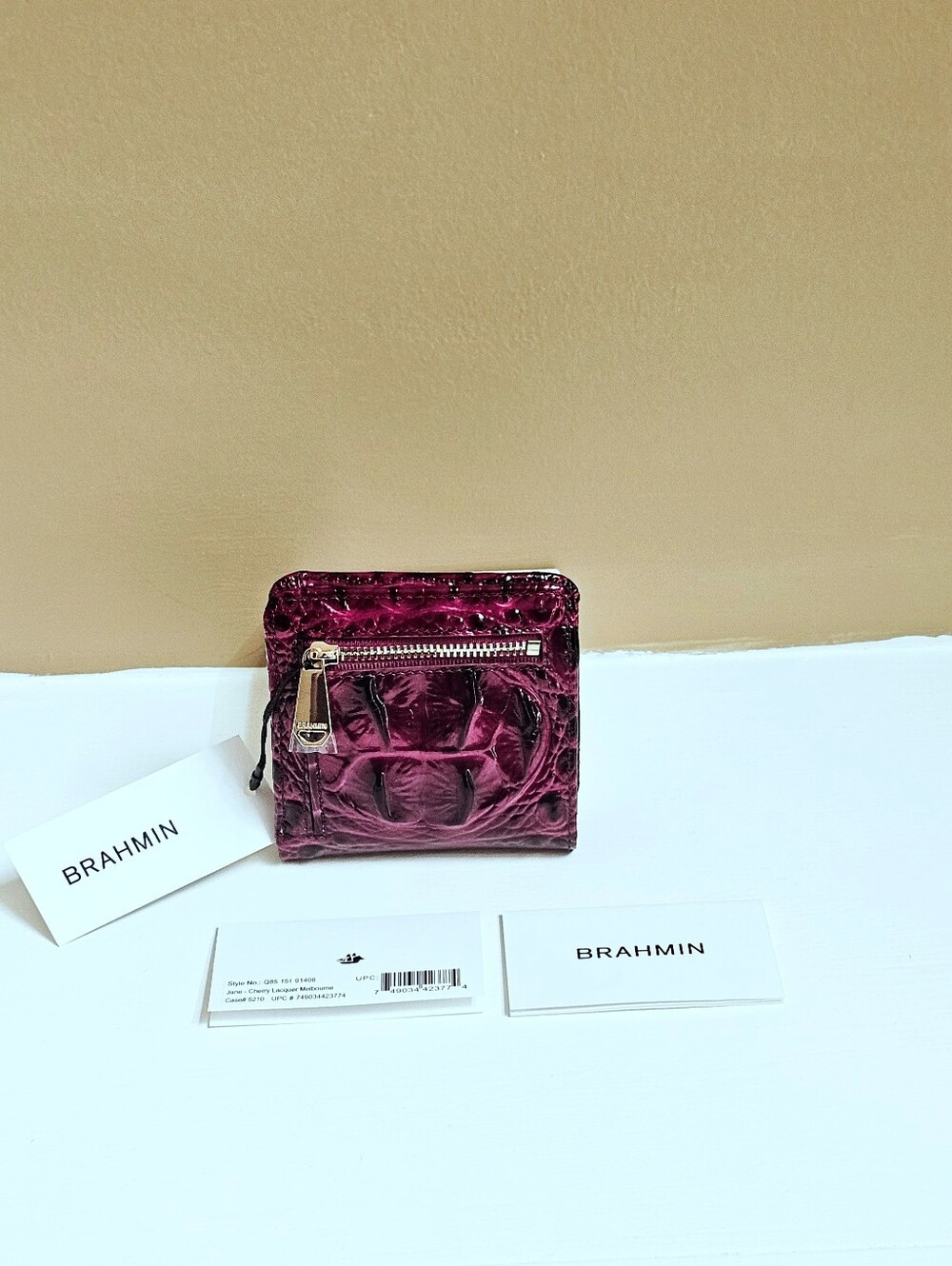 NWT Brahmin CHERRY LACQUER Mod Small Hallie w/Jane Wallet - Picture 13 of 16